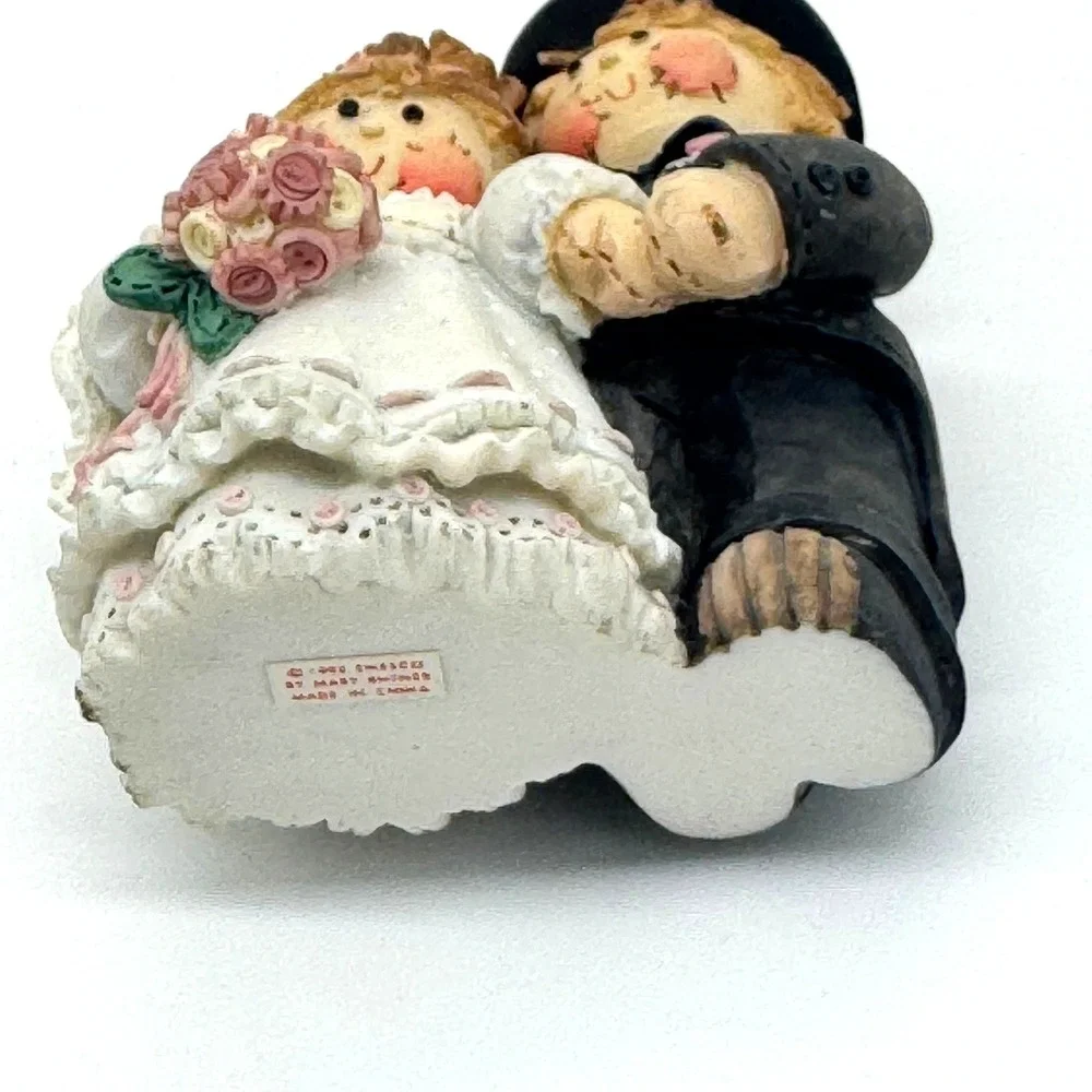 Vintage 1995 Enesco Mary Rhyner Bride and Groom Wedding Figurine Folk Art Style